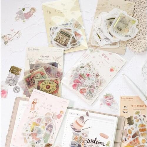 40pcs Vintage Lovely Deco Washi Paper Self-adhesive Stickers for Scrapbooking Happy Planner/Card Making/Journaling Project