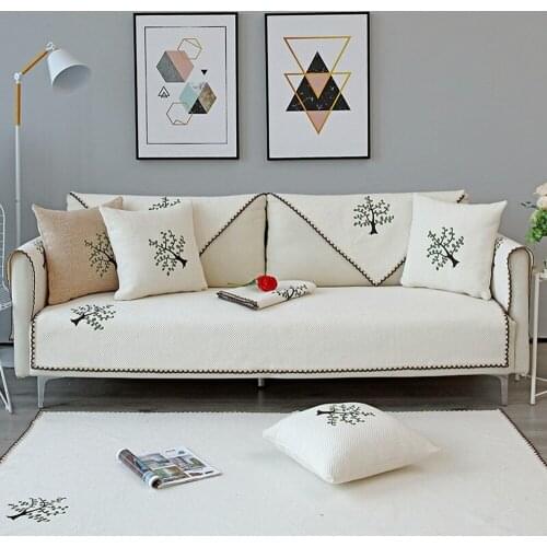 Anti Slip Sofa Cover Solid Couch Funda for Living Room Cotton Fabric 7 Colors Seasons Universal