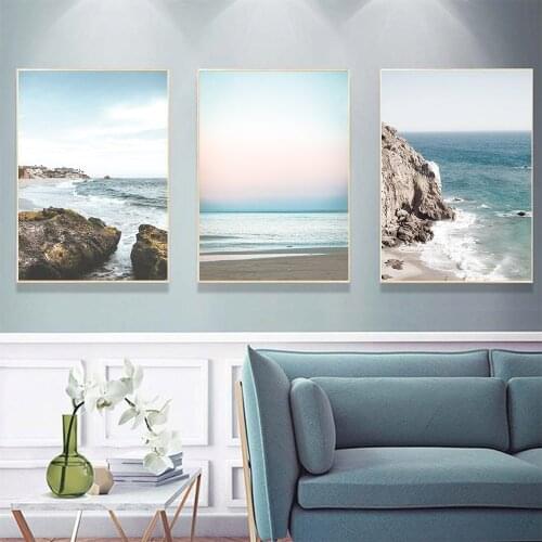 Ocean Mountain Poster Sea Scenery Canvas Art Painting Natural Landscape Prints Nordic Wall Pictures For Living Room Decoration