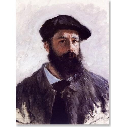 Tableware Canvas Painting Wall Art Monet Poster Print Modern Print Painting Self-portrait In Beret Wall Pictures Home Decoration