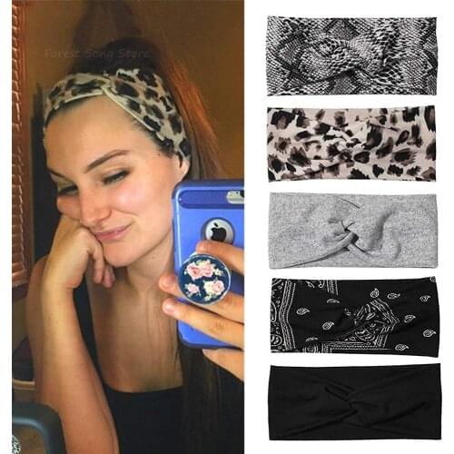 Turban headbands for Women Elastic Hair Bands Soft Solid Twisted Headwraps Wide Teen Girls Yoga Workout Girls Hair Accessories