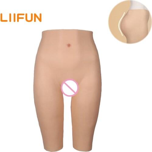 Liifun Realistic Silicone Fake Vagina Panties Artificial Sex Fake Underwear Hip Enhancer Pussy Pants for Shemale Crossdresser