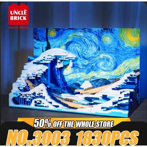 MOC Ideas Series Pixel Art DIY The Great Wave Off Kanagawa 3D Painting Building Block Brick Children Education Toy Birthday Gift