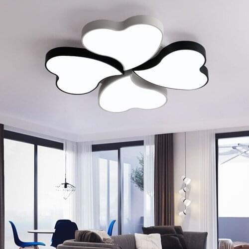 Modern Stylish Geometry Art Acrylic Stitching Heart Scrub Black/White Shade LED Ceiling Light for Living Room