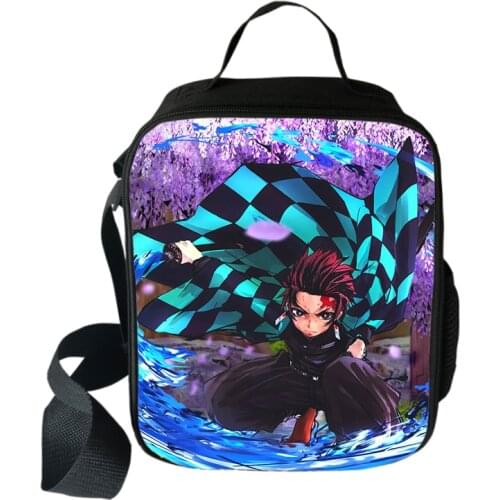 Demon Slayer Kimetsu No Yaiba Cooler Lunch Bag Girls Portable Thermal Food Picnic Bags for School Kids Boys Lunch Box Tote