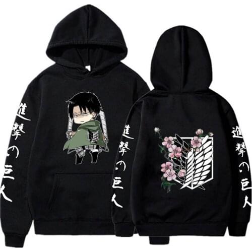 Kawaii Japanese Anime Attack on Titan Hoodie Mens Fashion Harajuku Streetwear Casual Sweatshirts