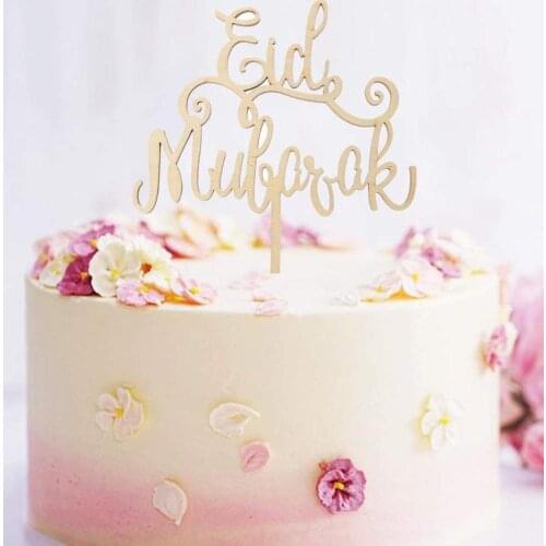 20pcs Wood Eid Mubarak Ramadan Wedding Cake Topper Muslim Decoration Craft