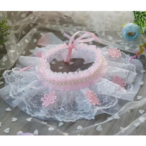 Pet Jewelry Accessories Handmade Bow Ties Lace Cat Princess Teddy cute cat collar decorative pet saliva pocket