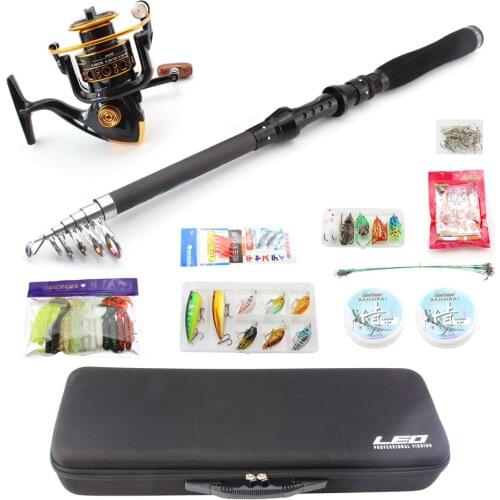 High Quality 1.8M-3.0M Fishing Rod and Fishing reel Set Spinning Rod Combos Full Kit Pole Reel Line Lures Hooks Portable Bag