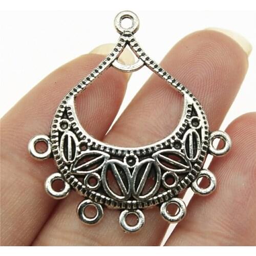 WYSIWYG 10pcs 34x30mm Porous Earring Connector Charms For Jewelry Making Antique Silver Color Earring Connector Charms