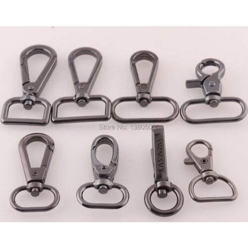 10pcs/lot Lobster Clasps Clips Spring Buckle Gunmetal Color Metal Alloy Swivel Snap Hooks Key chain for backpack bag accessories