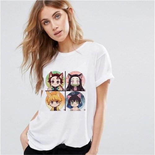 Demon Slayer Anime Kimetsu No Yaiba Women T Shirt Cartoon Tanjirou Kamado Casual Female Clothes Dropship Tee Tops