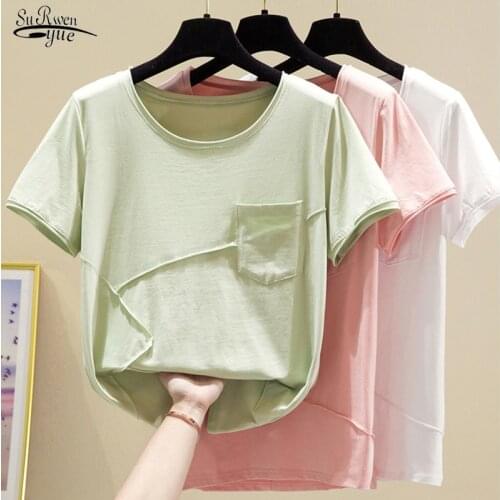 2021 Korean Style Summer Clothes Vintage Loose Cotton Women Blouse Solid Short Sleeve Pullover Shirt Women Tops Blusas 9480