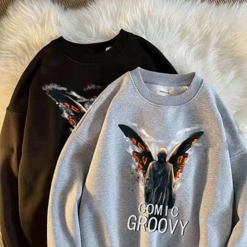 Y2K Retro angel Goth Hoodie Women Oversized Emo Punk Harajuku winter Top Dark Aesthetic Fairy Grunge Alt Plus Size Alternative