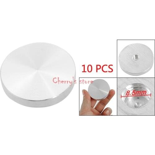 10 PCS 2" x 3/10" Aluminum Circle Disc Glass Top Adapter Silver Tone