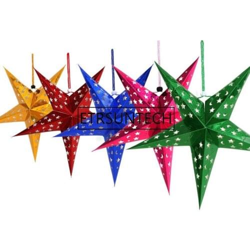 100pcs Paper Star Lantern 3D Pentagram Lampshade for Christmas Xmas Party Birthday Wedding Home Hanging Decorations
