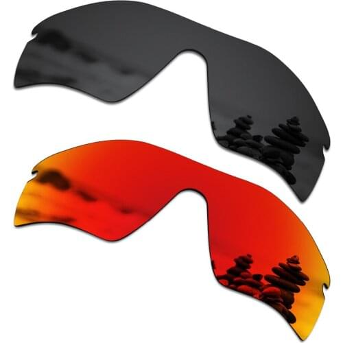 SmartVLT 2 Pieces Polarized Sunglasses Replacement Lenses for Oakley Radar Path Stealth Black and Fire Red