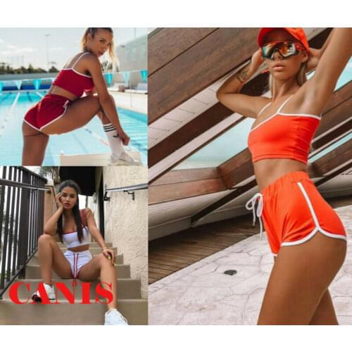 US Women Sexy 2Pcs Yoga Suit Workout Sports Bra Vest Short Pants Athletic Sets