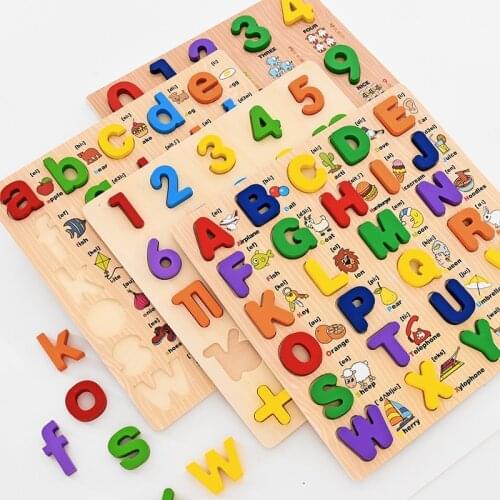 2020 New 0-3 Age Wooden Montessori Toys Early Education Puzzle English Alphabet learning ABC Baby Toys Childrens Letter Board