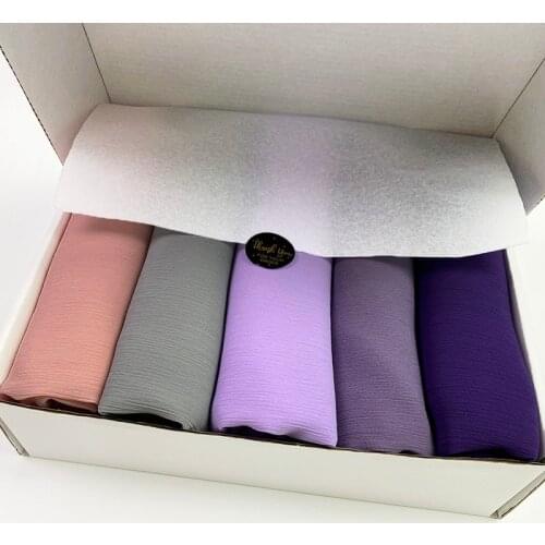 2020 Trendy Womens Pleated Hijab Heavy Chiffon Scarf Wrap Solid Color Shawls Headband Muslim Hijabs Headscarf New