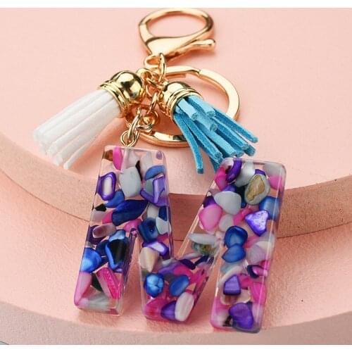 2021 New Fashion Tassel Keychains for Keys Women Jewelry A-Z Letters Initial Resin Handbag Pendant Cute Keychain Accessories