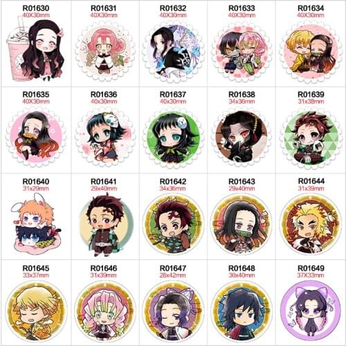 30pcs/lot Resin Planar Cute Cartoon Printed Flat back Art Decoration Charm Craft DIY Hair Ornament Accessories R0163 R0164