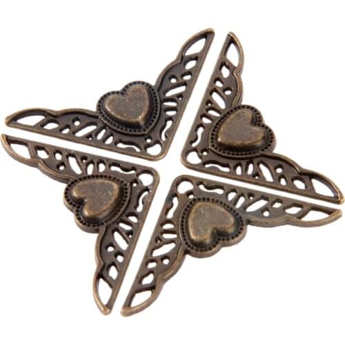 4Pcs Jewelry Box Corner Protector Bronze Decorative Corner Bracket Antique Book Frame Accessories Furniture Hardware 35mm
