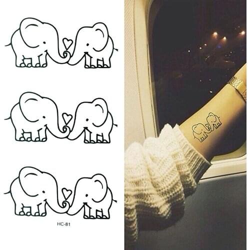 5Pcs 3D Tattoo Sticker Punk Black Cute Waterproof Elephant Pattern Temporary Body Art Tattoo Stickers