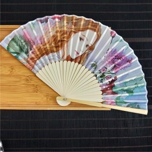 50/100pcs Customised Ladies Silk Folding Hand Fan Bamboo Bulk Personalized Wedding Bride Shower Gift Engagement Favor Print Logo