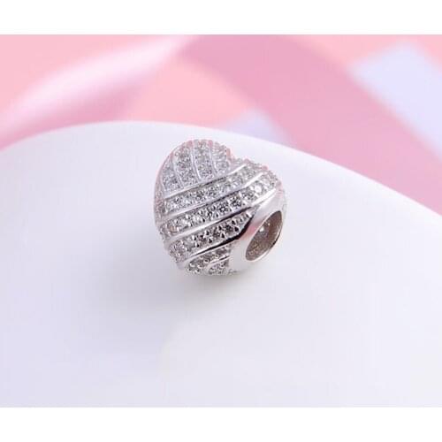Authentic 925 Sterling Silver Beads New Inlaid Heart-shaped Fashion Beads Fit Original Pandora Bracelet For Women Diy Jewelry