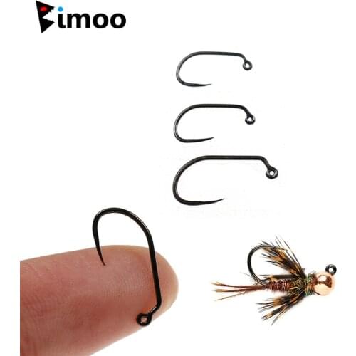 Bimoo 20PCS Barbless Nymph Jig Fly Hook Trout Nymphing Fly Hooks
