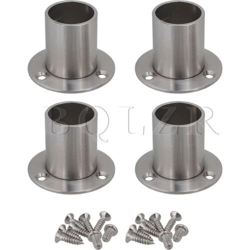 BQLZR 4x Stainless Steel Closet Rod Flange Socket Bracket Support for 25mm Rod