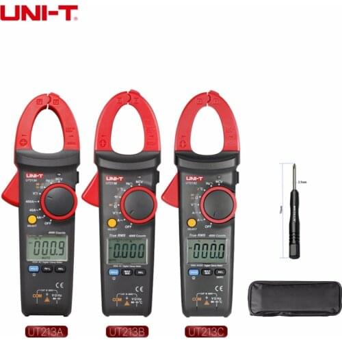 UNI-T Digital Clamp Meter UT213C UT213B UT213A True RMS Multimeter Auto Range Temperature AC DC Ammeter Res Capacitance Freq NCV