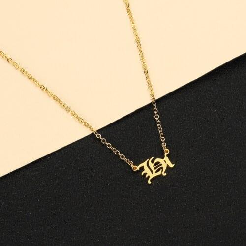 Cxwind Goth Hi Letter Choker Necklace Old English Tiny Charm Pendant Clavicle Neck Chain Colier Stainless Jewelry Wholesale