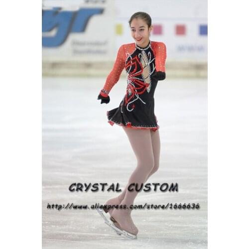 Hot Sales Girls Figure Skating Competition Dresses Crystals Graceful New Brand Ice Figure Skating Dresses Children DR3765