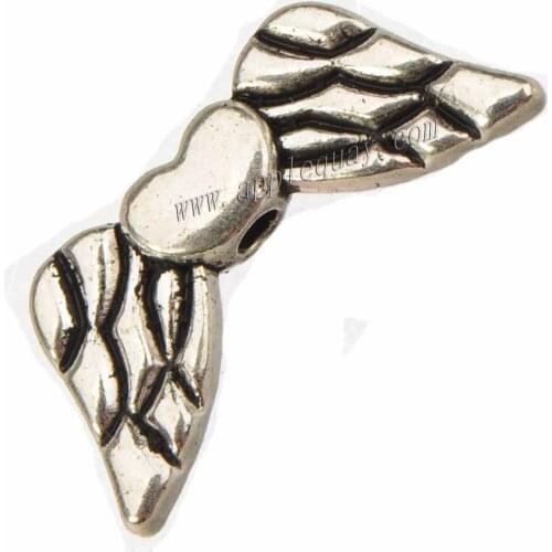 Diy charms beads bracelets dangle suspension angel wings heart love vintage silver alloy fashion jewelry findings 18*8*3mm 50pcs
