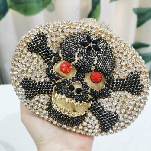Designer Black/Red Rhinestone Purse Luxury Women’s Evening Clutch Purses Fashion Ladies Black Shoulder Messenger Bag Phon Case