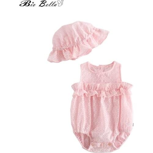 Baby Girl Summer Clothing Princess High Quality Flower Newborn 0-24 Months Girls Bodysuit+Cap Infant Clothing Dropshipping Girls