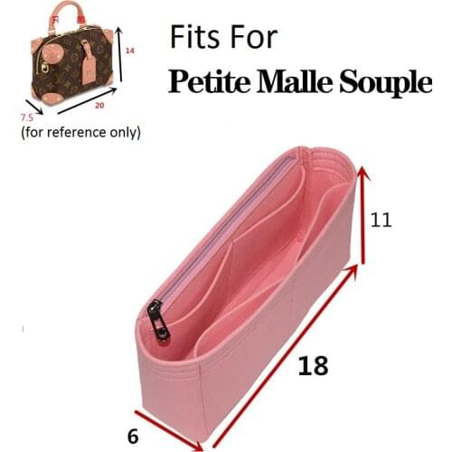 Fits For Petite Malle Souple Felt Cloth Insert Bag Organizer Makeup Handbag Organizer Travel Inner Purse Portable Cosmetic Bags