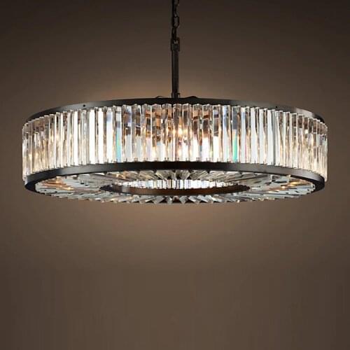 Global smoke crystal Bar lighting dressing room Round chandelier crystal pendant led fixture dining restaurant kitchen lighting