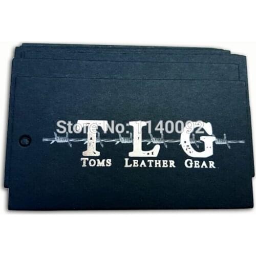 Custom clothing 700 gsm black matte paper hang tag/silver embossed cardboard printed tag/clothing labels printing/business card