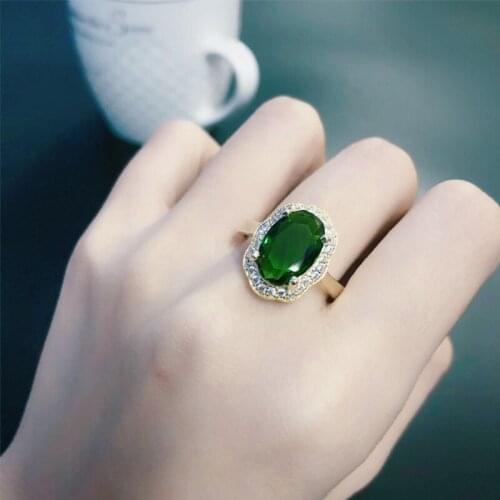 MOONROCY CZ Green Crystal Ring Gold Color Party Wedding Rings Vintage Jewelry Wholesale for Women Girls Gift Dropshipping
