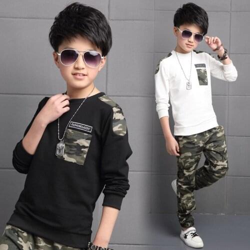 Children Clothing Sets Spring Boys Tracksuit Long sleeve T-Shirt + Camouflage Pants 2 Pcs Sport Suit Boy Clothes Set Costumes