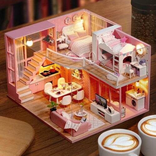 DIY Doll House Wooden dollhouses Miniature dollhouses Furniture Kit Toys Casa for children Intellect DIY toys