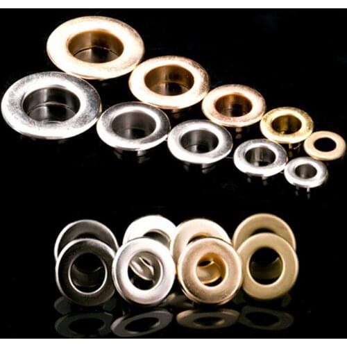 50pcs 8/10/12/14/15mm Brass Eyelets Flat Antirust with Washer Leather Craft Clothing Repair Grommet