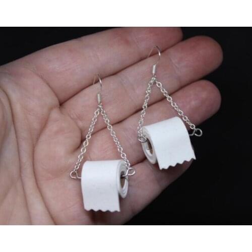 Fashion Personality Earrings Women Toilet Roll Paper Earrings Korean Drop Earrings Pendant Necklace Jewelry