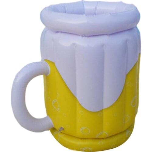 Inflatable Beer Cup Holder Pool Air Mattress Ice Bucket Inflatable PVC Ice Bar Drink Cup For Beach Party Food Drink Holder