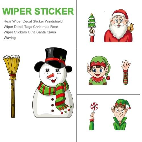 Car Window Stickers Rear Wiper Stickers Santa Claus Snowman Sticker For Car Christmas Decoration Dropship