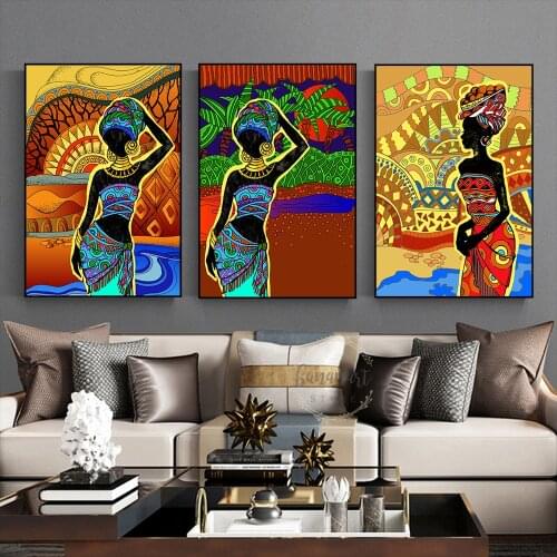 New Nordic Landscape Modern Living Room Art African Black Belle Poster Canvas Painting Wall Art Picture Home Decoration