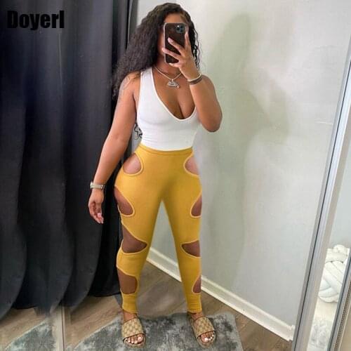 Sexy 2 Piece Sets Womens Outfits Party Summer Crop Top and Hollow Out Pencil Pants Set Bodycon Two Piece Club Outfits for Women